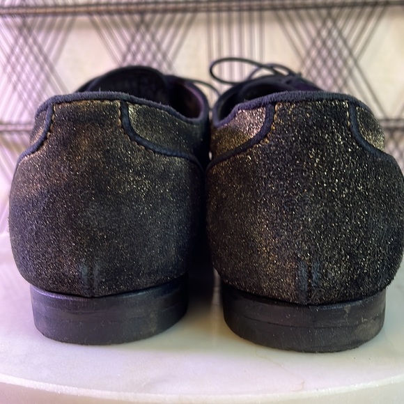 AGL black and distressed gold Leather Lace-Up Oxford Loafer Flats Menswear 6.5 - Picture 2 of 13